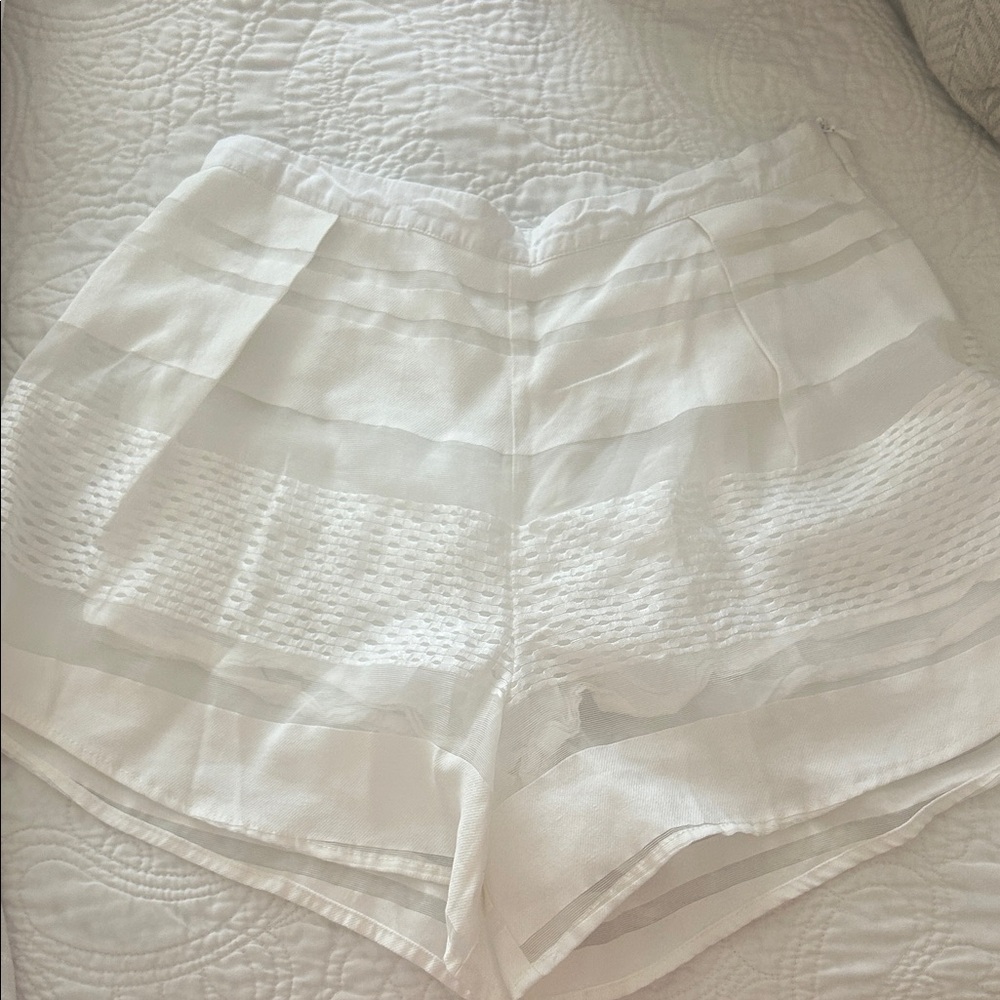 DO+BE Sheer Panel High Waist White Shorts